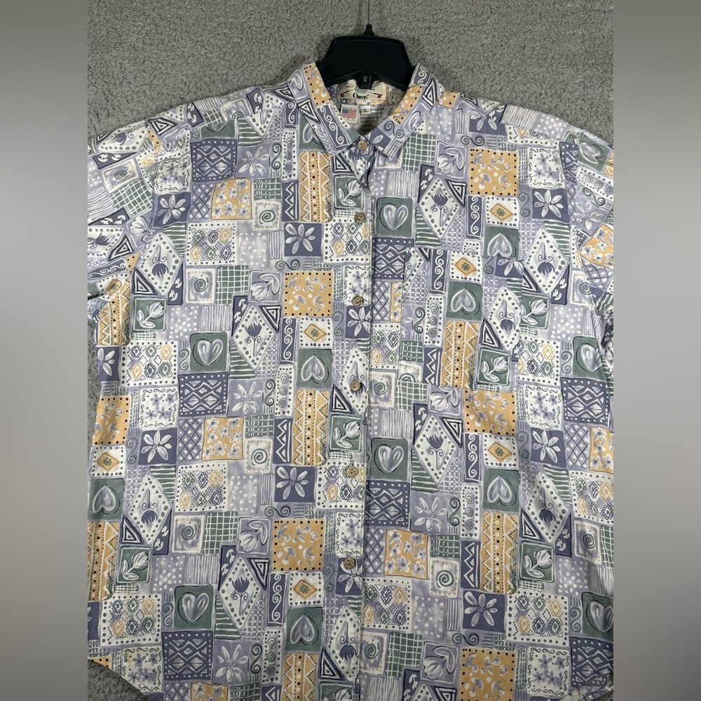 Vintage Orvis Mens Short Sleeve Button Down Shirt XL Quilt Design Made in USA